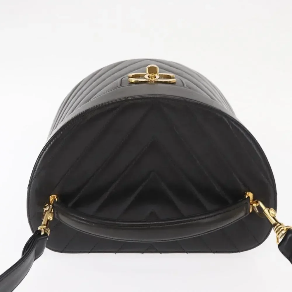 Chanel Lambskin V Stitch Vanity Handbag Black